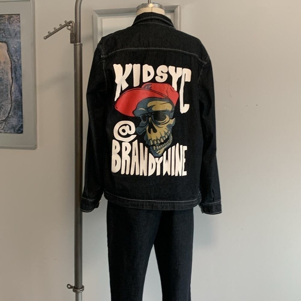 Kidsyc @ Brandywine Denim Set Skull Graphic Jacket & Pants Black Jean Outfit - Picture 1 of 12